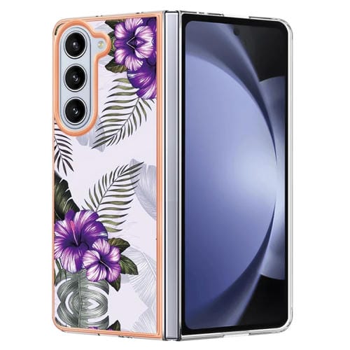 Caja de telĂ©fono Samsung Galaxy Z Fold5 5G Imd TPU con Galvanoplastia (Flor PĂșrpura)