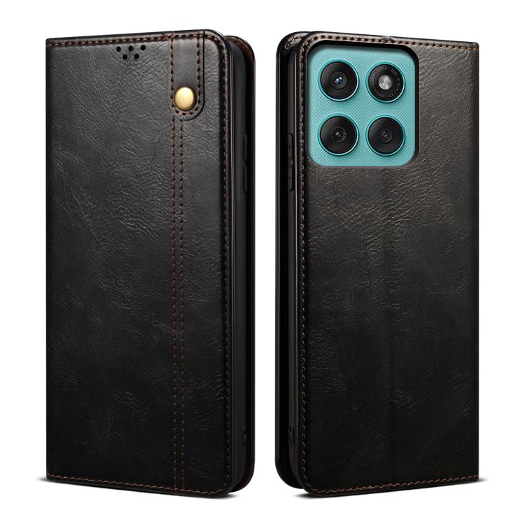 Funda de cuero con textura Crazy Horse para Motorola Moto G86 5G (negro)