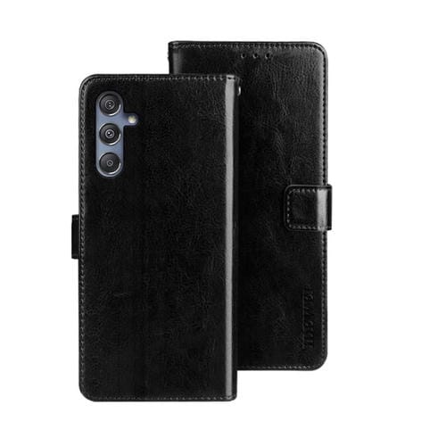 Funda de Cuero Idewei Crazy Horse para Samsung Galaxy M34 5G y F34 5G con Soporte (Negro)
