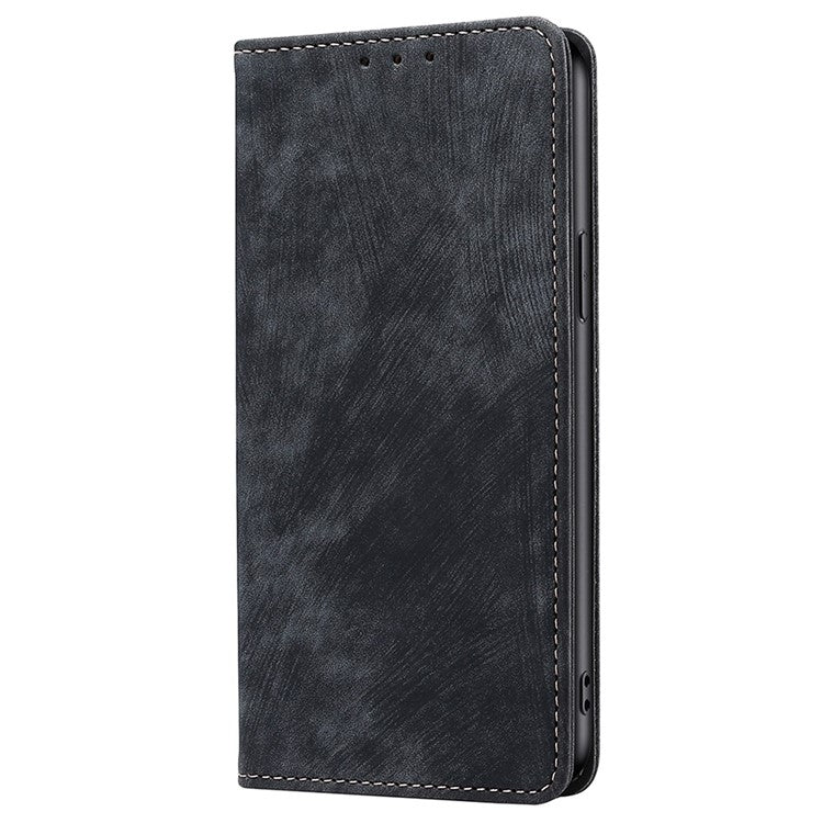 Funda de Cuero Magnética con Cepillo Antirrobo Rfid para Itel S24 4G (Negra)