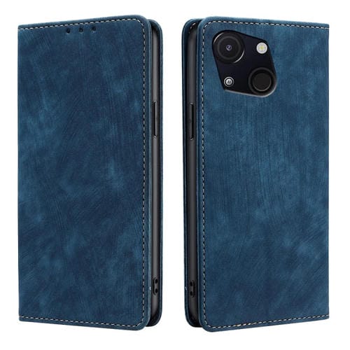 Funda de Cuero Magnética con Cepillo Antirrobo RFID para Teléfono Itel A50C 4G (Azul)