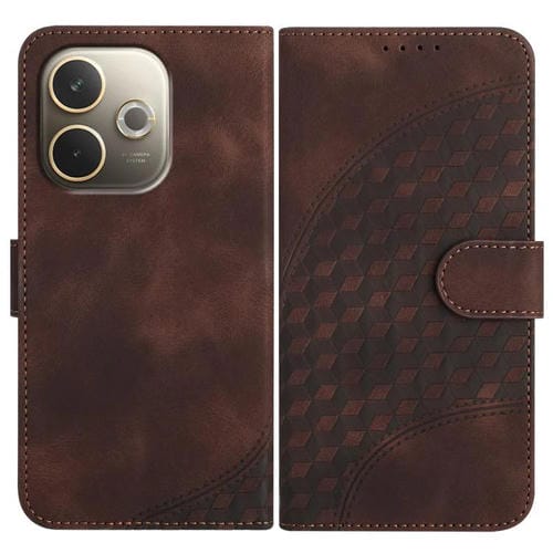 Funda de Cuero con Relieve de Cabeza de Elefante y Cordón para Oppo A5 Pro 5G (Café)