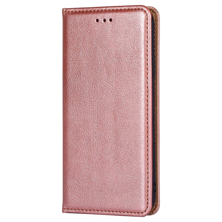 Funda de Cuero Magnética para Teléfono Itel A50C 4G (Oro Rosa) con Aceite Brillante
