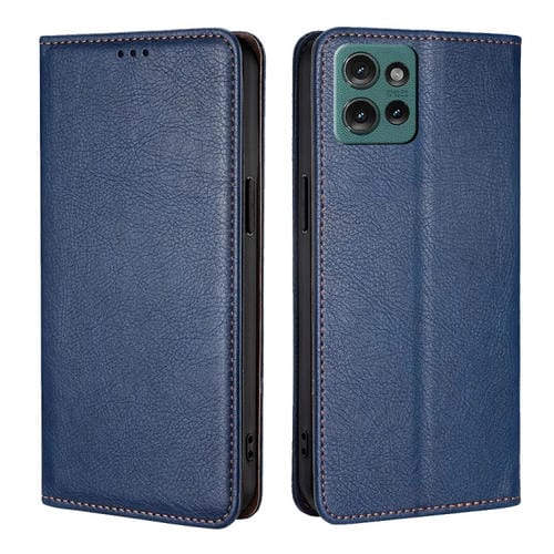 Funda de Cuero Magnética para Motorola Edge 50 5G (Azul) con Aceite Brillante