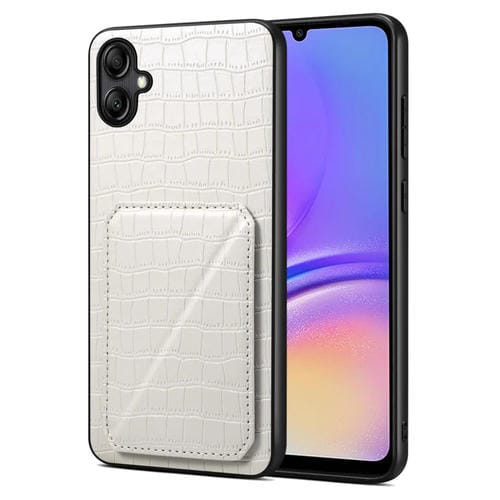 Funda Trasera Samsung Galaxy A05 Denior Piel de Cocodrilo de Imitación con Soporte (Blanco)