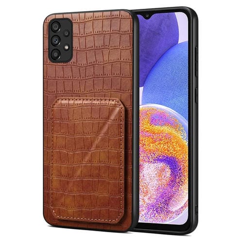 Funda Trasera Denior para Samsung Galaxy A23 4G 5G Piel de Cocodrilo con Soporte (Marrón)