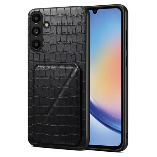 Funda Trasera Samsung Galaxy A34 5G Denior Piel de Cocodrilo con Soporte (Negro)