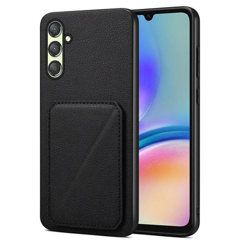 Funda para Teléfono Samsung Galaxy A05Gs Denior con Parte Trasera de Piel de Becerro de Imitación y Soporte (Negro)