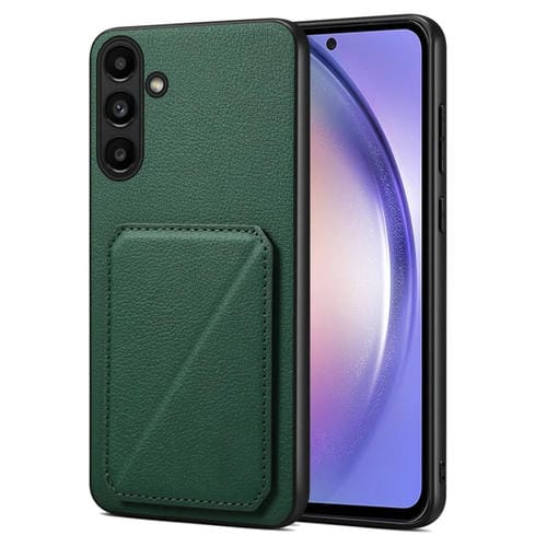 Funda Trasera Denior para Samsung Galaxy A54 5G de Piel de Becerro de Imitación con Soporte (Verde)