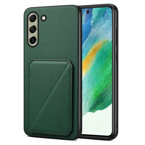 Funda Trasera Samsung Galaxy S21 FE 5G Denior Piel de Becerro de Imitación con Soporte (Verde)