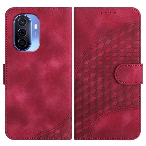 Funda de Cuero con Relieve Cabeza de Elefante para Huawei Enjoy 50 Nova Y70 con Cordón (Rosa Rojo)