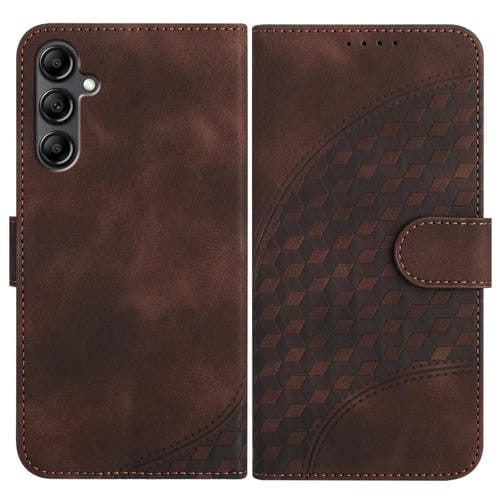 Funda para Teléfono Samsung Galaxy A15 Yx0060 Cuero Relieve Cabeza de Elefante con Cordón (Café)