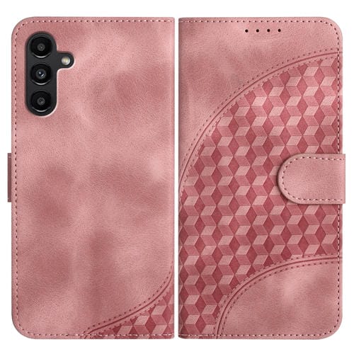 Funda de Cuero Samsung Galaxy A13 5G Yx0060 con Relieve y Cabeza de Elefante con Cordón (Rosa)