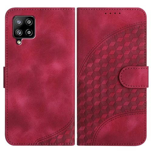 Funda para Samsung Galaxy A42 5G Yx0060 de Cuero con Relieve y Cabeza de Elefante con Cordón (Rojo Rosa)