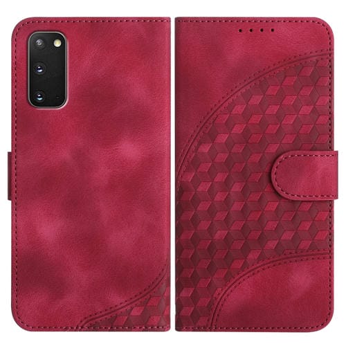 Funda de Cuero Samsung Galaxy S20 Yx0060 con Relieve y Cabeza de Elefante con CordĂłn (Rojo Rosa)