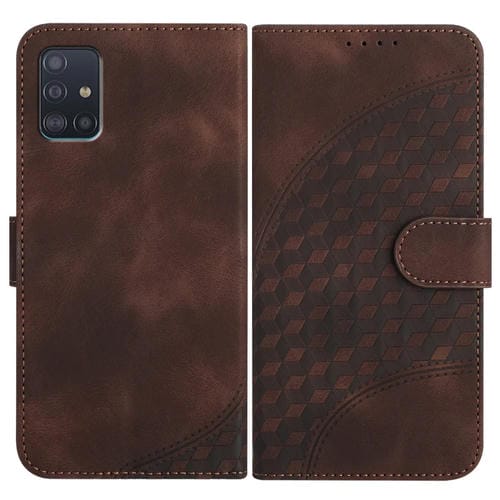 Funda para Samsung Galaxy A51 4G Yx0060 Cuero Relieve Cabeza de Elefante con Cordón (Café)
