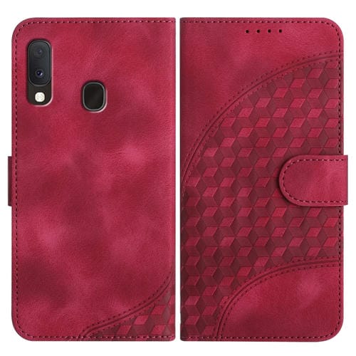 Funda para Samsung Galaxy A20E A10E Yx0060 Cuero Relieve Cabeza de Elefante con Cordón (Rojo Rosa)