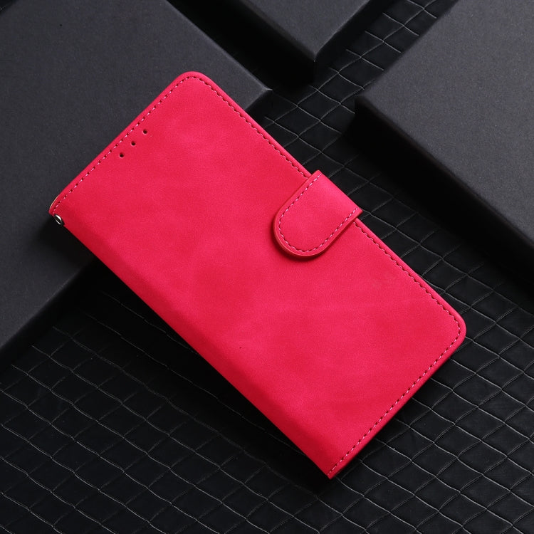 Funda de Cuero con Tapa Magnética para Teléfono TCL 503 Skin Feel (Rosa Rojo)
