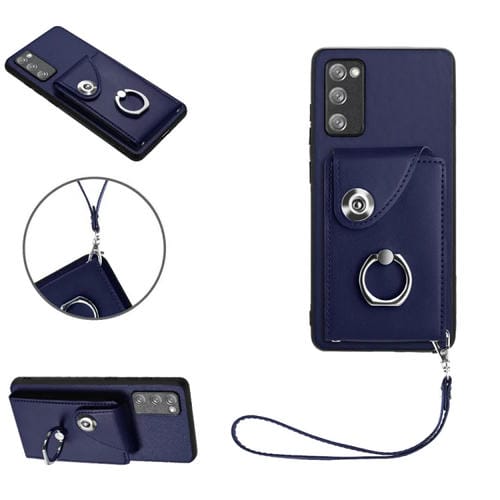 Bolsa para Tarjeta Samsung Galaxy S20 FE Funda Teléfono Soporte Anillo Cordón (Azul)