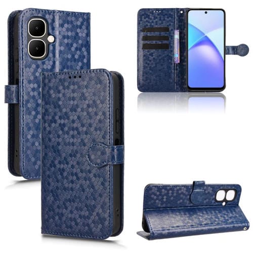 Funda de cuero con textura de panal de abeja para Tecno Pop 10 / Infinix Smart 10 4G (azul)