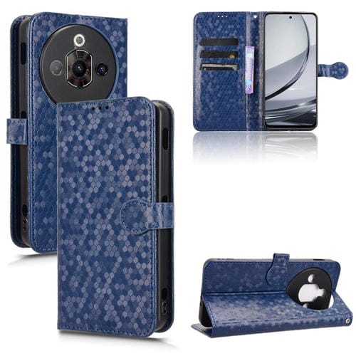 Funda de Cuero Texturizada Panal para ZTE Nubia Focus Pro 5G (Azul)