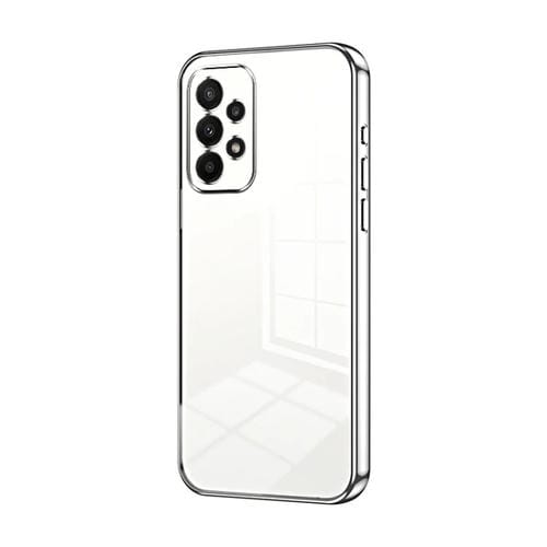 Estuche para Teléfono Samsung Galaxy A23 Orificio Fino Revestimiento Transparente (Plateado)