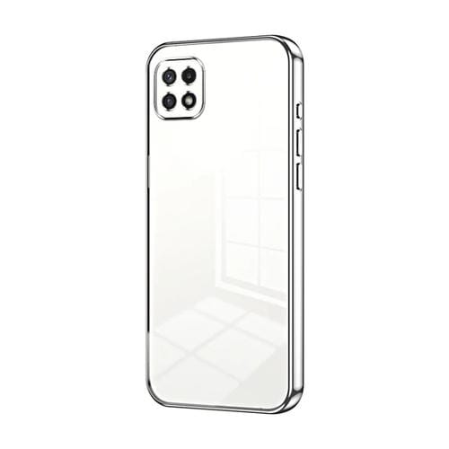 Estuche para Teléfono Samsung Galaxy A22 5G A22S Orificio Fino Revestimiento Transparente (Plateado)