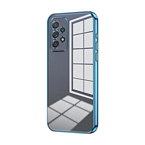 Funda para Teléfono Samsung Galaxy A52 5G con Orificio Fino y Revestimiento Transparente (Azul)