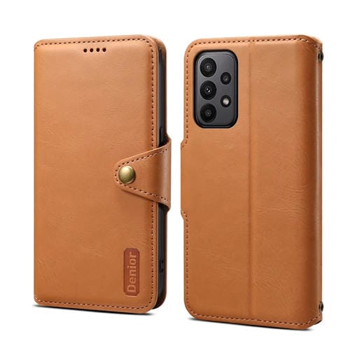 Funda para Teléfono Samsung Galaxy A23 Denior Estilo Billetera Textura Piel de Vaca (Caqui)