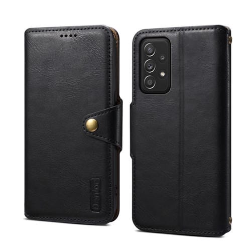 Funda para Teléfono Samsung Galaxy A52 5G Denior Textura Piel de Vaca Estilo Billetera (Negro)