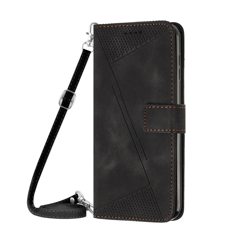 Funda de Cuero Triangular con Cordón Largo para Teléfono Itel P65 Dream (Negro)