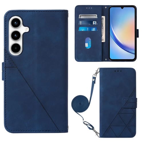 Funda para Samsung Galaxy A35 5G Crossbody de Cuero con Tapa en Relieve 3D (Azul)