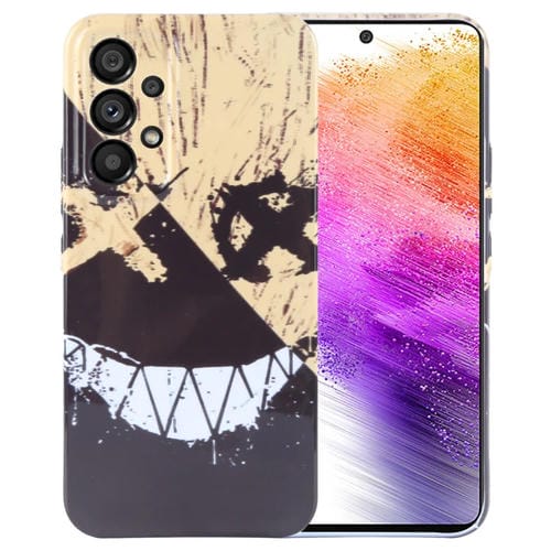 Funda para Teléfono Samsung Galaxy A73 5G con Orificio Preciso para PC con Patrón Pintado (Sonrisa Amarilla y Negra)