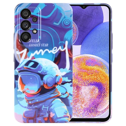 Estuche para Teléfono Samsung Galaxy A23 con Orificio Preciso para PC con Patrón Pintado (Astronauta de Pintura Azul)