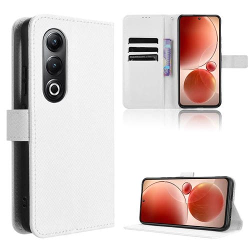 Funda de Cuero para Itel S25 4G con Textura de Diamante (Blanca)