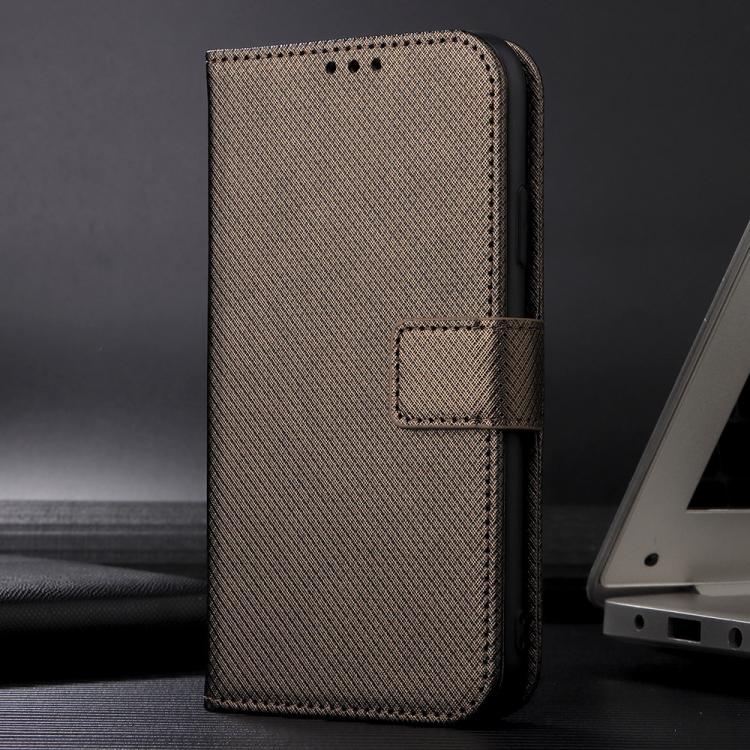 Funda de Cuero con Textura de Diamante para OnePlus 13 5G (Marrón)