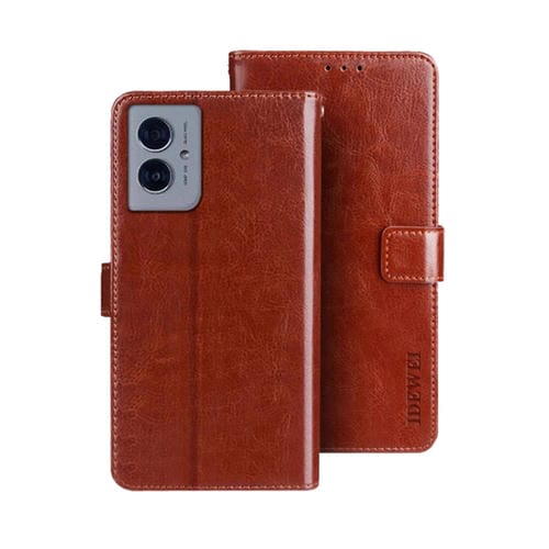 Funda de Cuero Crazy Horse para Motorola Moto G55 5G (Marrón)