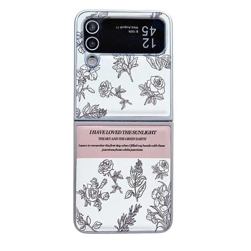 Funda para teléfono Samsung Galaxy Z Flip4 5G con PC Pintada Pintura Nacarada (Flor de Bosquejo)