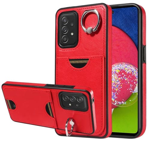 Funda para Teléfono Samsung Galaxy A52 5G 4G A52S 5G Soporte Anillo Ranura Tarjeta (Rojo)