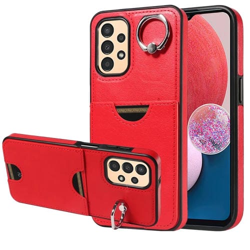 Funda para Teléfono Samsung Galaxy A13 4G con Soporte para Anillo y Ranura para Tarjeta (Rojo)