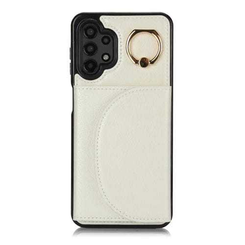 Funda para Samsung Galaxy A13 4G 5G Ym007 con Soporte para Anillo y Tarjeta con Sensación de Piel (Blanco)