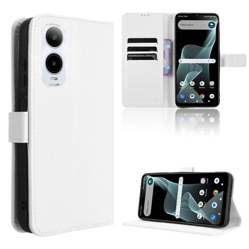 Funda de Cuero para Cricket Icon 6 con Textura de Diamante (Blanca)