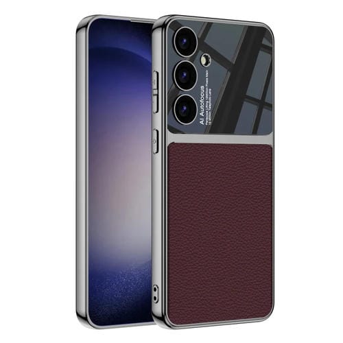 Funda para Samsung Galaxy S24 5G Gkk Plating TPU y Cuero Cobertura Total (Rojo)