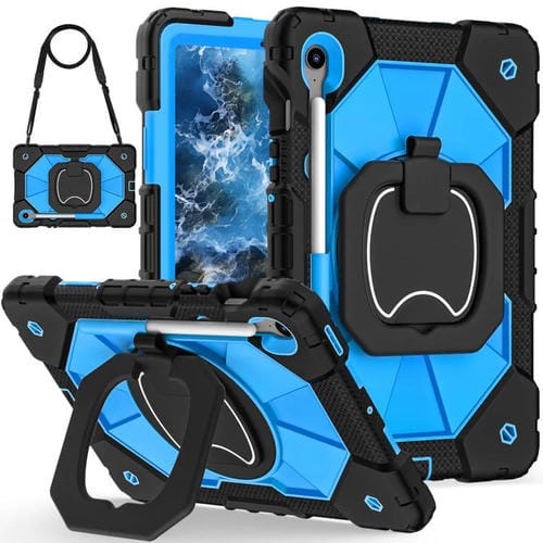Funda híbrida de silicona con diseño de robot para Samsung Galaxy Tab S10 FE/S9 (negro y azul)