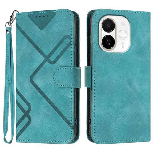 Funda de Cuero para Tecno Spark 30C 5G Pop 9 5G con Diseño de Líneas y Tacto Suave (Azul Claro)