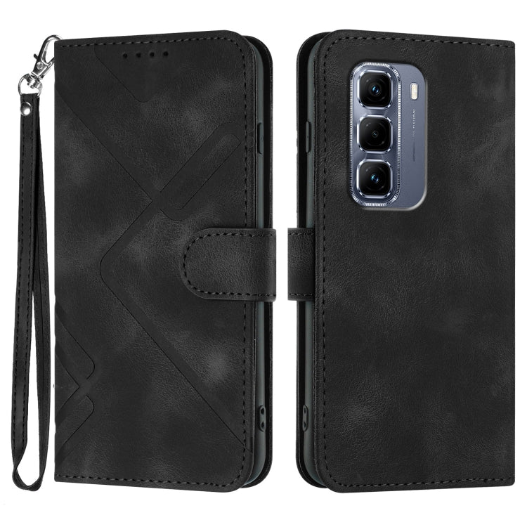 Funda de Cuero Infinix Hot 50 Pro+ 4G Diseño de Líneas Tacto Suave (Negra)