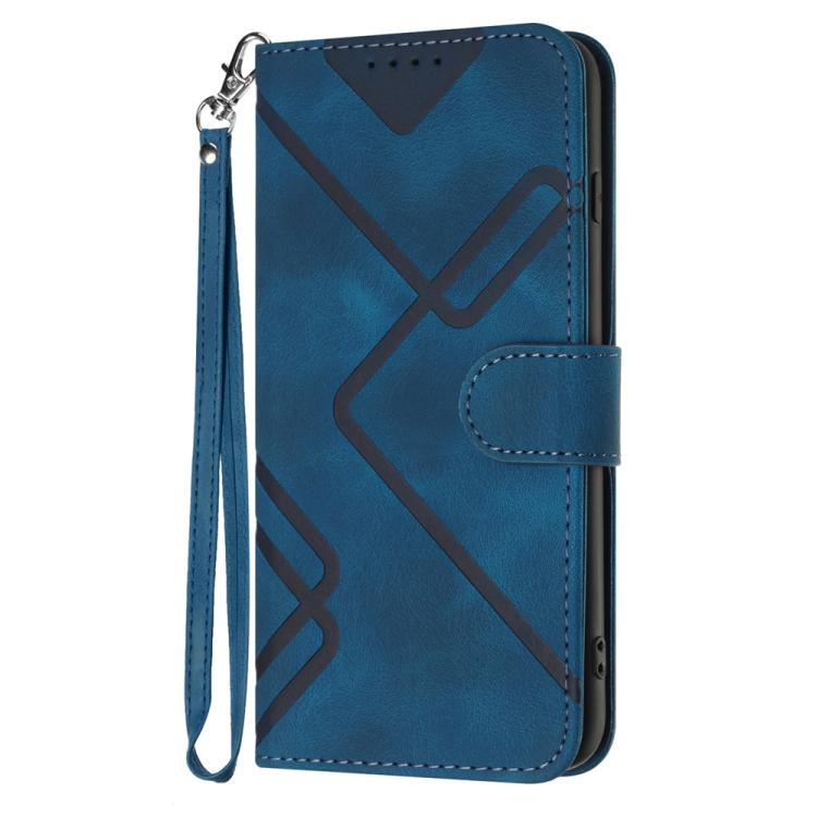 Funda de Cuero con Diseño de Líneas Indias para Infinix Smart 6 Plus (Azul)