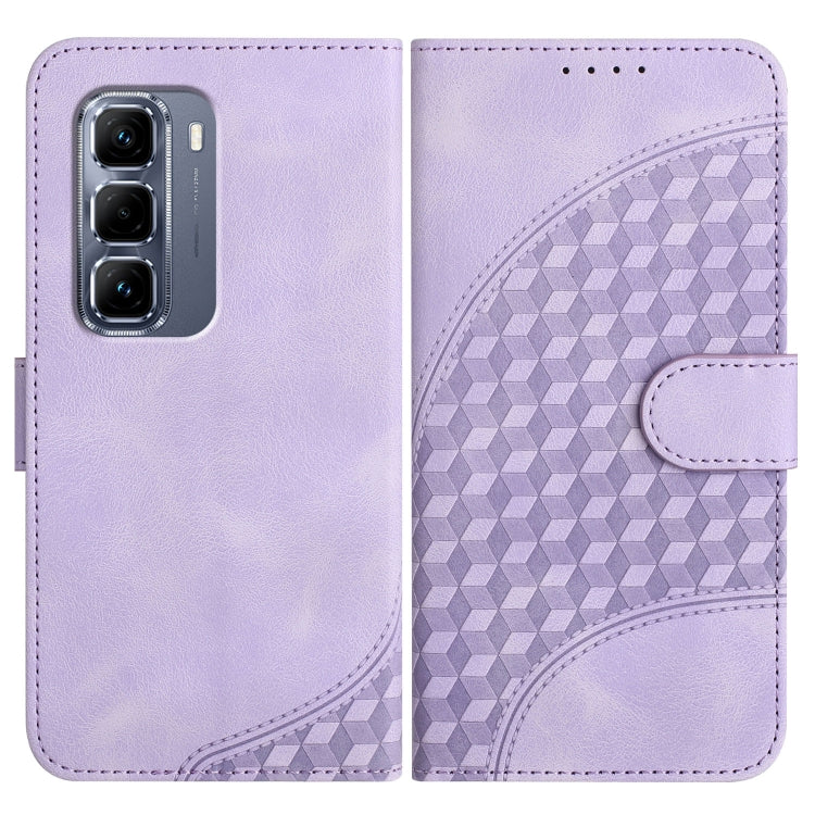 Funda de Cuero con Relieve Cabeza de Elefante para Infinix Hot 50 Pro+ 4G con Cordón (Morado Claro)