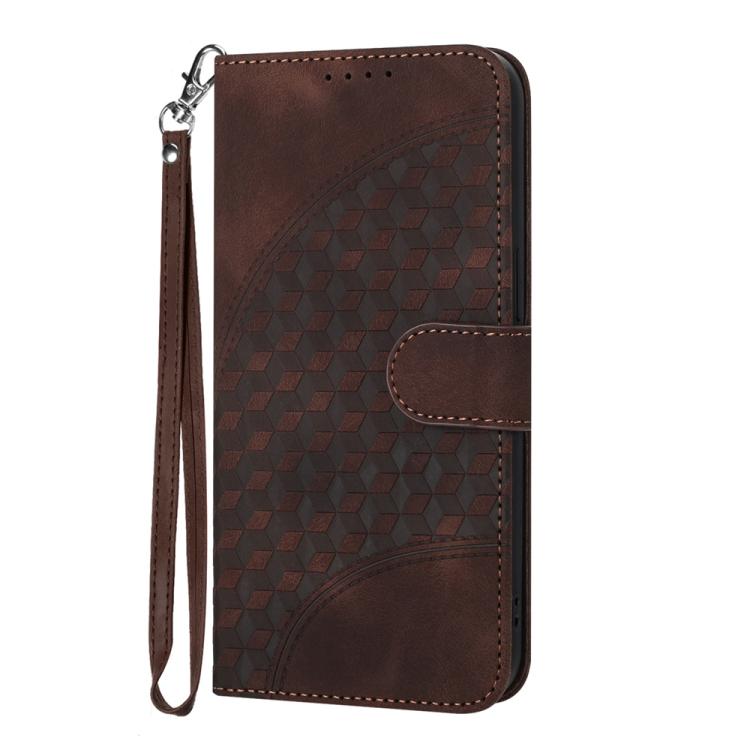 Funda de Cuero con Relieve de Cabeza de Elefante para Infinix Hot 10I con Cordón (Café)
