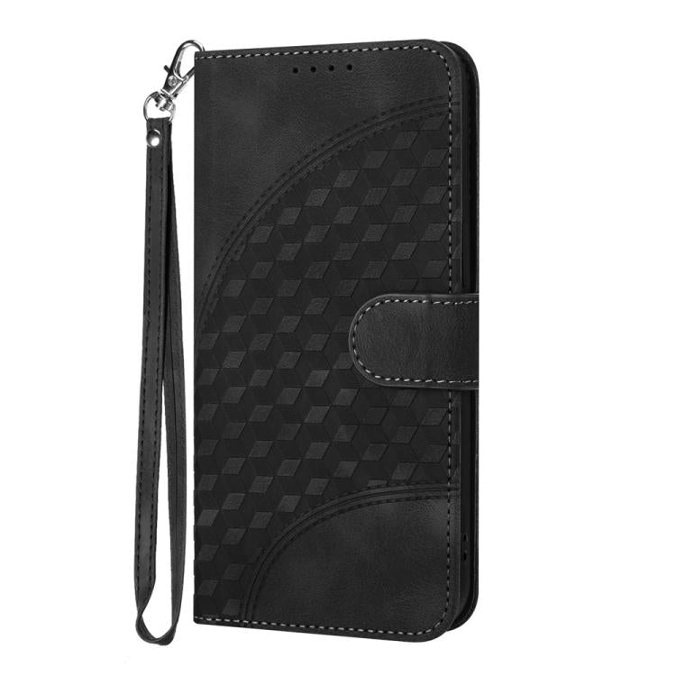 Funda de Cuero con Relieve de Cabeza de Elefante para Infinix Hot 20 4G con Cordón (Negro)